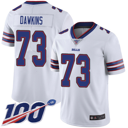 Men Buffalo Bills #73 Dion Dawkins White Vapor Untouchable Limited Player 100th Season NFL Jersey